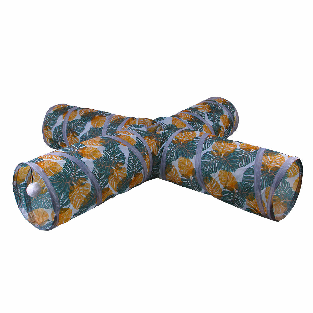 KFX-5368509 Foldable Cat Tunnel with Multiple Passes for Engaging Playtime