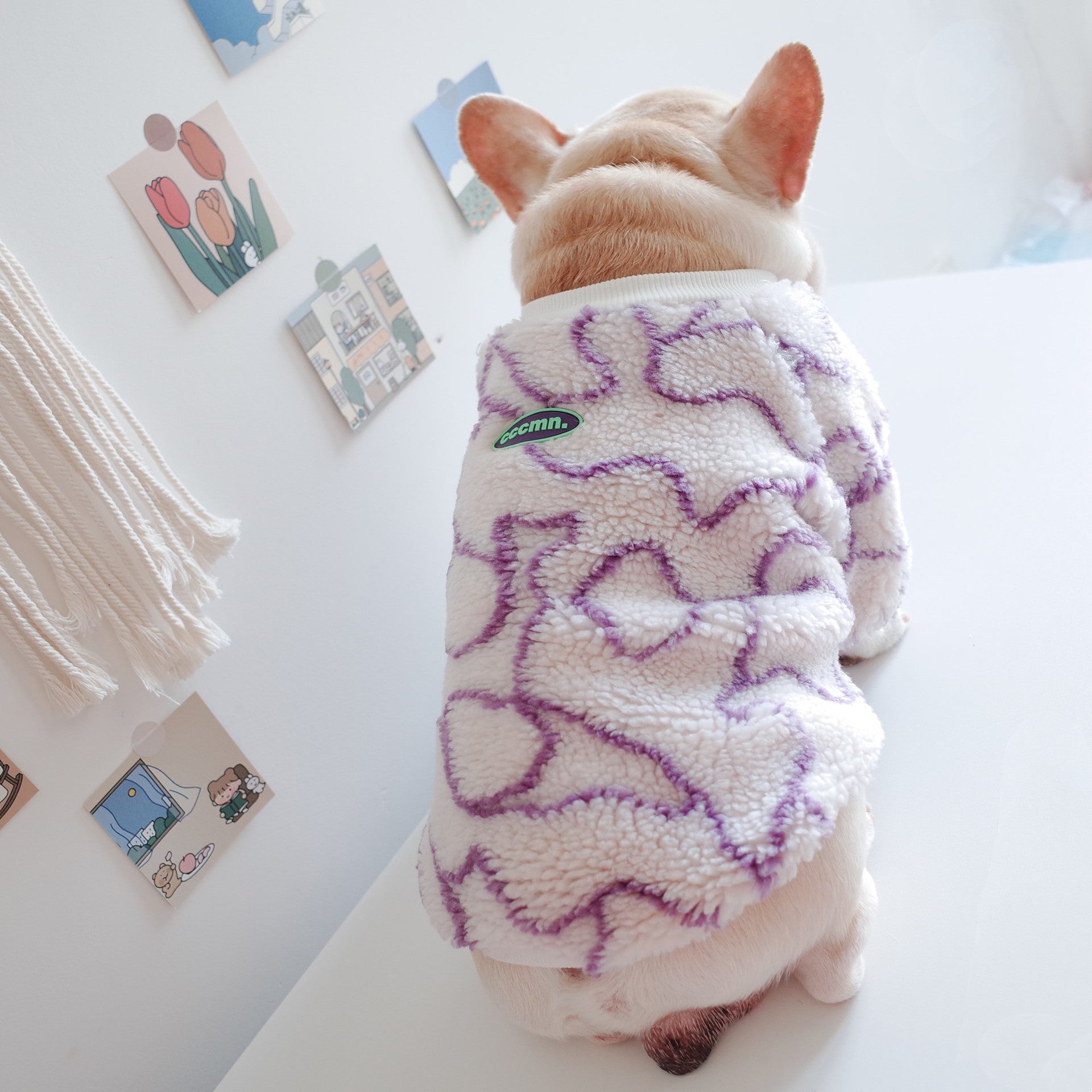 KFX-5369789 Warm and Cozy Thickened Grain Fleece Dog Coat in Purple - Sizes S to XL