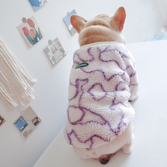 KFX-5369789 Warm and Cozy Thickened Grain Fleece Dog Coat in Purple - Sizes S to XL