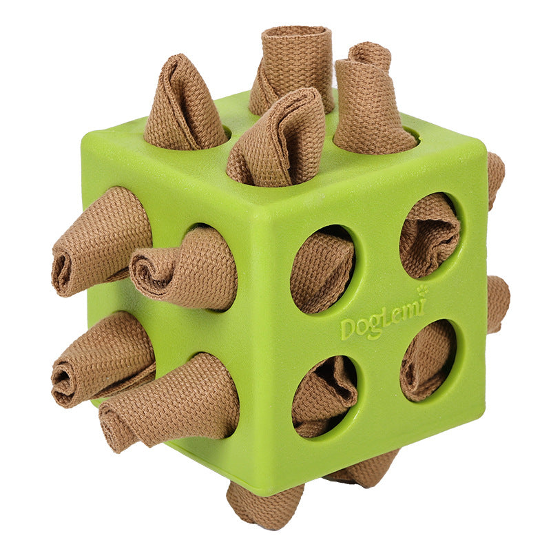 KFX-5370045 Dog Cube Molar Teething Toy for Dogs - Durable Polyester Educational Plaything in Yellow and Green