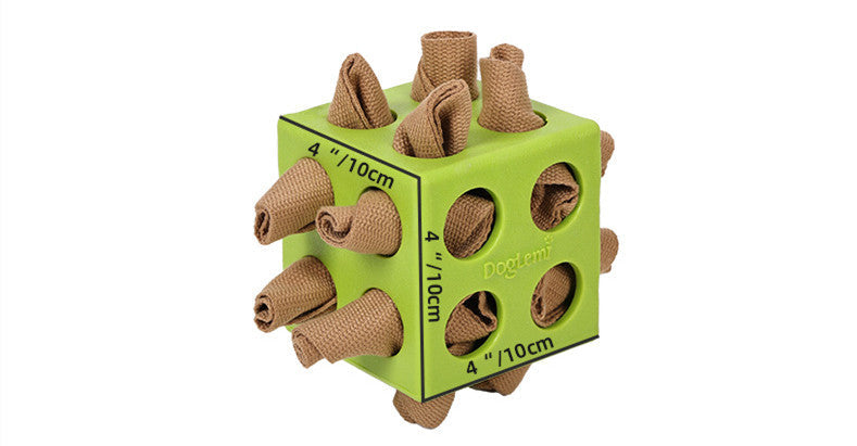 KFX-5370045 Dog Cube Molar Teething Toy for Dogs - Durable Polyester Educational Plaything in Yellow and Green