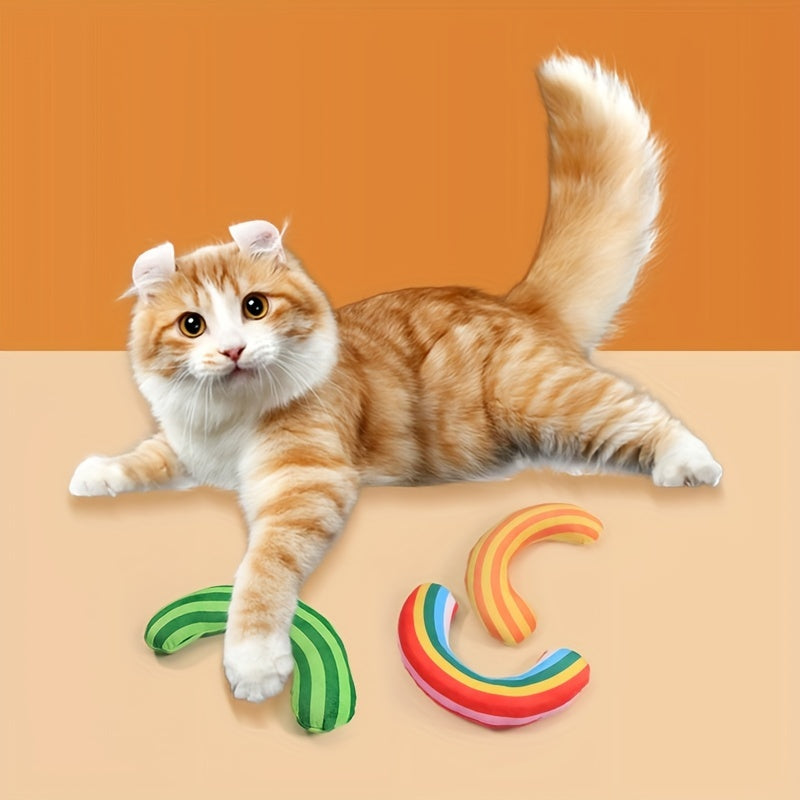 KFX-5370685 Cat Noise Toy with Built-In Catnip and Striped Pattern Pillow, 23x20cm, 35g