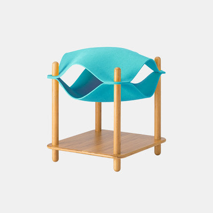 KFX-5370813 Bamboo Plywood Cat Climbing Frame Nest with High-Density Felt - Easy to Clean and 15KG Load Capacity