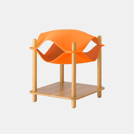 KFX-5370813 Bamboo Plywood Cat Climbing Frame Nest with High-Density Felt - Easy to Clean and 15KG Load Capacity