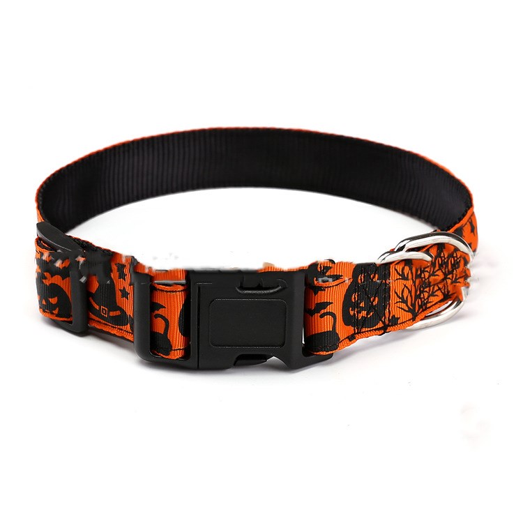 KFX-5371197 Halloween-Themed Pet Collars in Fun Designs - Nylon, Multiple Sizes Available