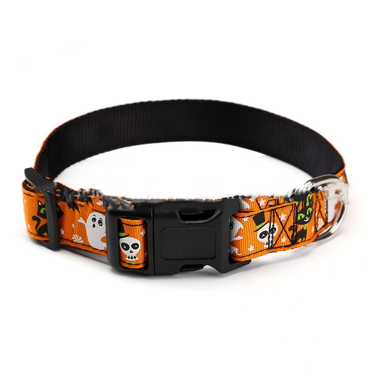 KFX-5371197 Halloween-Themed Pet Collars in Fun Designs - Nylon, Multiple Sizes Available