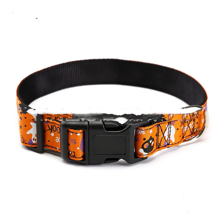 KFX-5371197 Halloween-Themed Pet Collars in Fun Designs - Nylon, Multiple Sizes Available