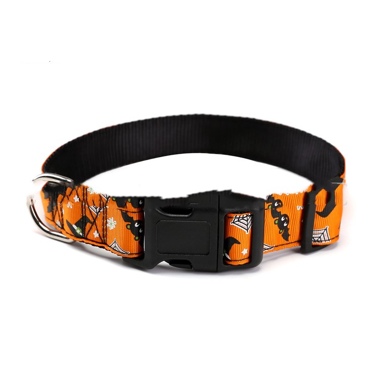 KFX-5371197 Halloween-Themed Pet Collars in Fun Designs - Nylon, Multiple Sizes Available