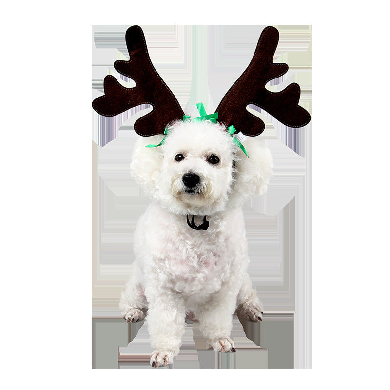 KFX-5371453 Christmas-Themed Short Plush Hat for Pets – Universal Fit for Cats and Dogs