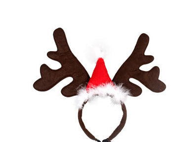 KFX-5371453 Christmas-Themed Short Plush Hat for Pets – Universal Fit for Cats and Dogs