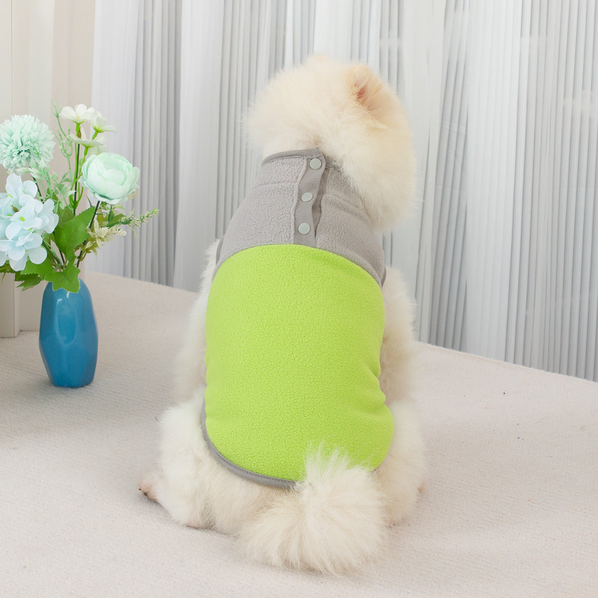 KFX-5371581 Fluffy Stand Collar Jacket in Contrast Colors for All Occasions