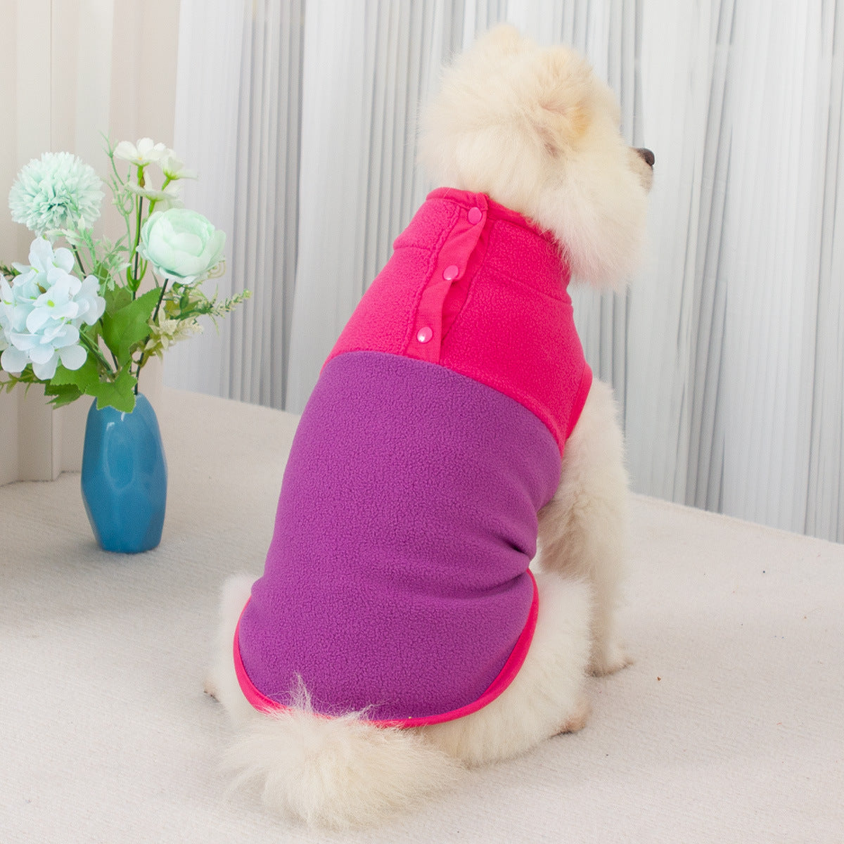 KFX-5371581 Fluffy Stand Collar Jacket in Contrast Colors for All Occasions