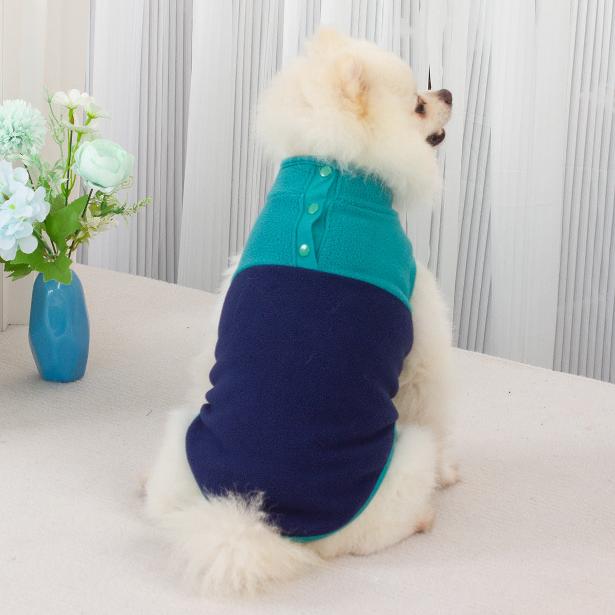 KFX-5371581 Fluffy Stand Collar Jacket in Contrast Colors for All Occasions