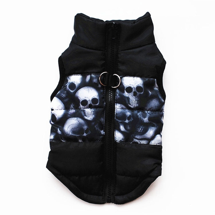 KFX-5373373 Striped Puppy Jacket Vest for Autumn/Winter with Traction Buckle – Medium Warmth and Easy Care