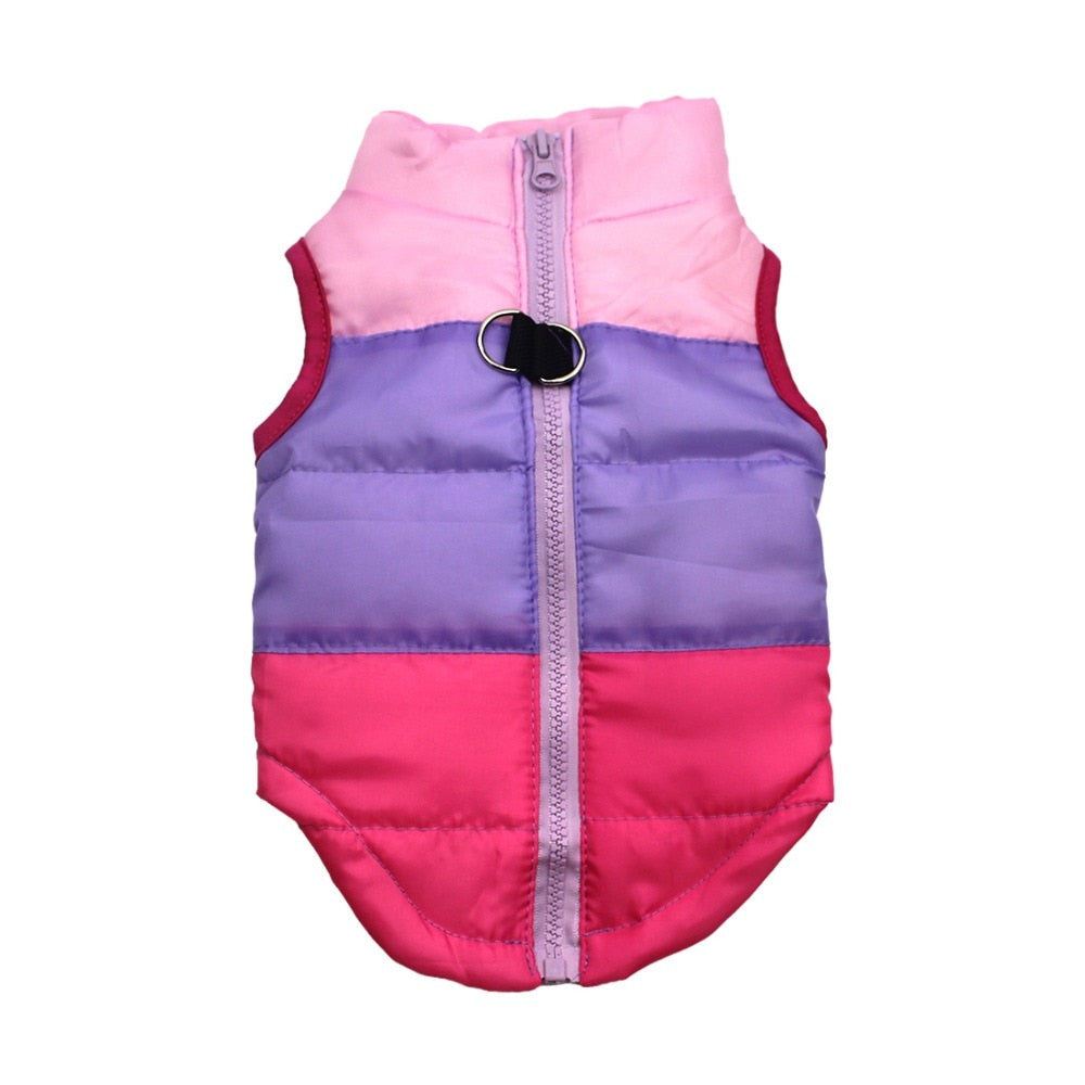 KFX-5373373 Striped Puppy Jacket Vest for Autumn/Winter with Traction Buckle – Medium Warmth and Easy Care