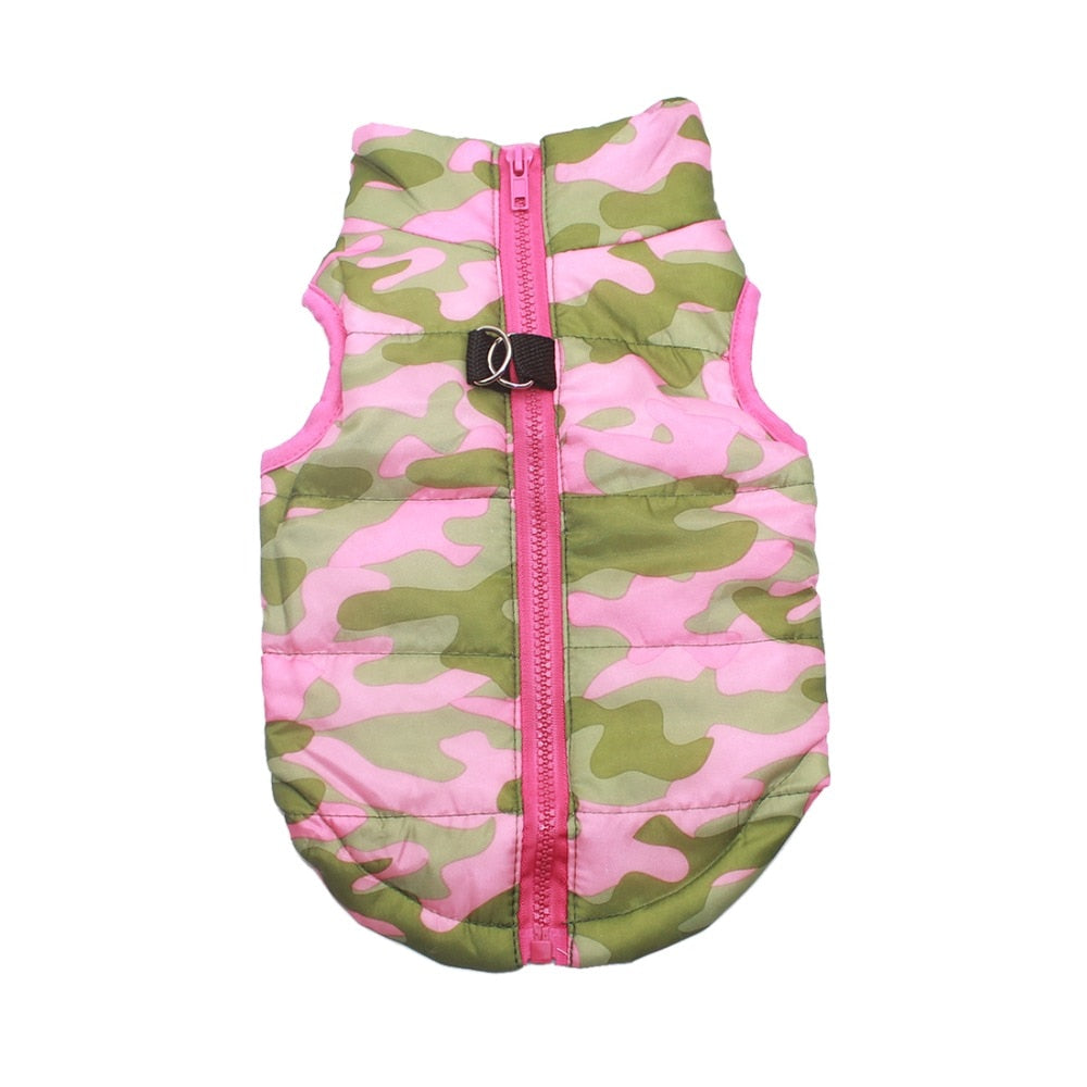 KFX-5373373 Striped Puppy Jacket Vest for Autumn/Winter with Traction Buckle – Medium Warmth and Easy Care