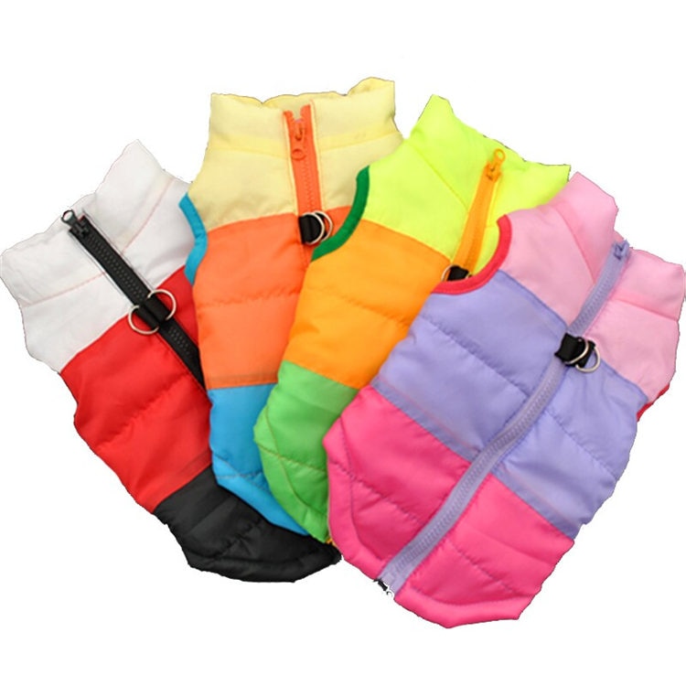 KFX-5373373 Striped Puppy Jacket Vest for Autumn/Winter with Traction Buckle – Medium Warmth and Easy Care