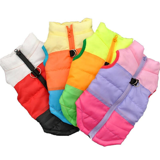 KFX-5373373 Striped Puppy Jacket Vest for Autumn/Winter with Traction Buckle – Medium Warmth and Easy Care