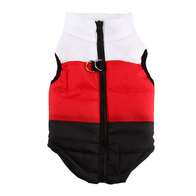 KFX-5373373 Striped Puppy Jacket Vest for Autumn/Winter with Traction Buckle – Medium Warmth and Easy Care