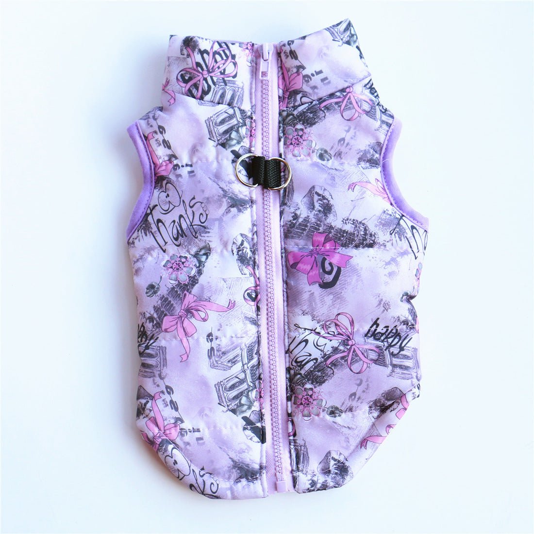 KFX-5373373 Striped Puppy Jacket Vest for Autumn/Winter with Traction Buckle – Medium Warmth and Easy Care