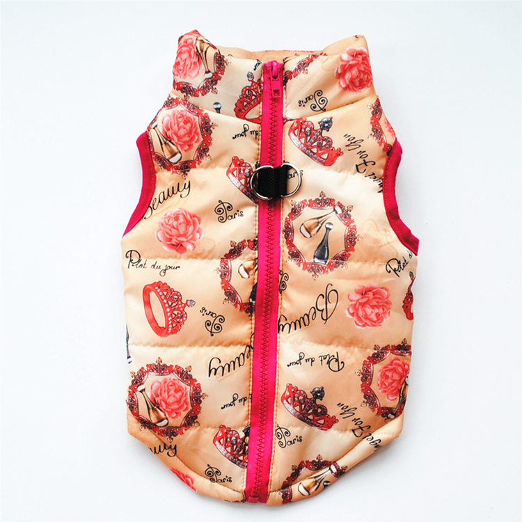 KFX-5373373 Striped Puppy Jacket Vest for Autumn/Winter with Traction Buckle – Medium Warmth and Easy Care