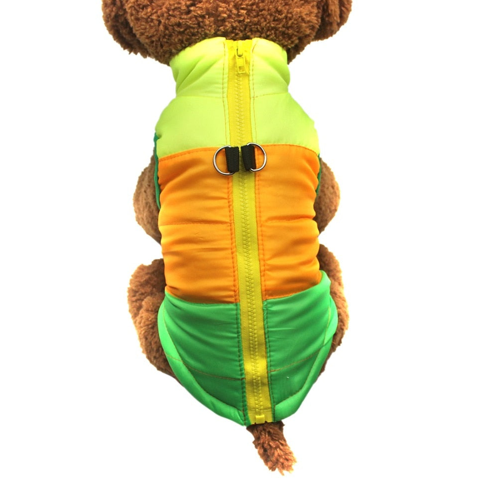 KFX-5373373 Striped Puppy Jacket Vest for Autumn/Winter with Traction Buckle – Medium Warmth and Easy Care