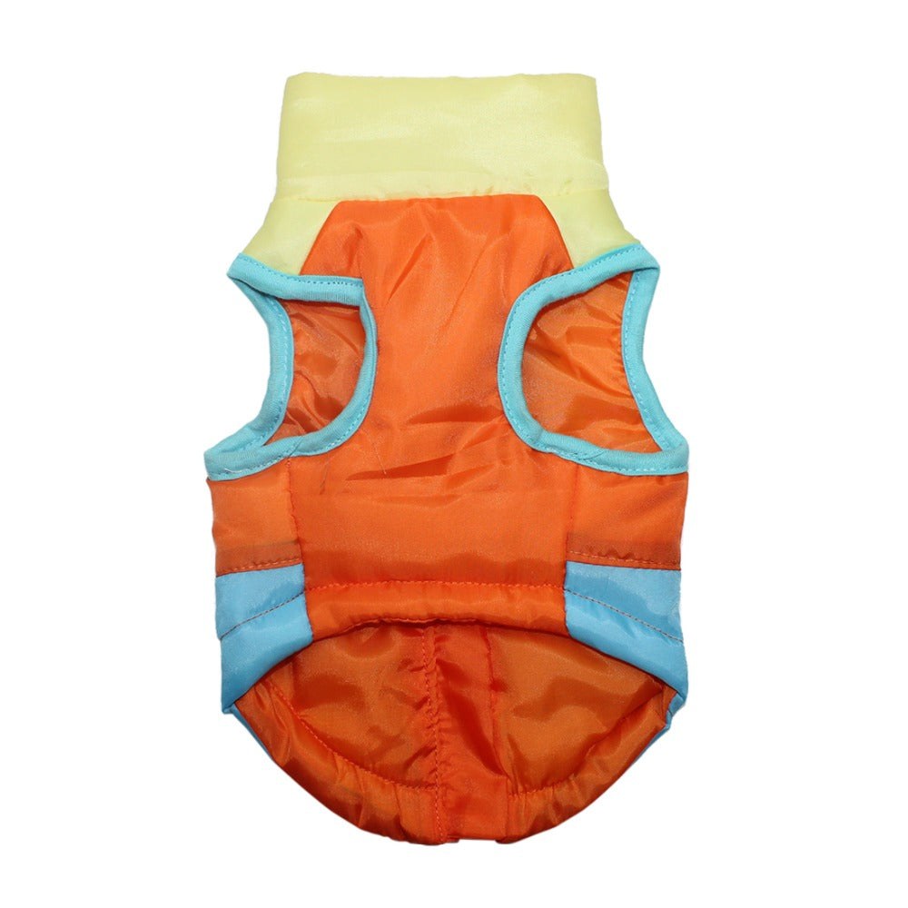 KFX-5373373 Striped Puppy Jacket Vest for Autumn/Winter with Traction Buckle – Medium Warmth and Easy Care