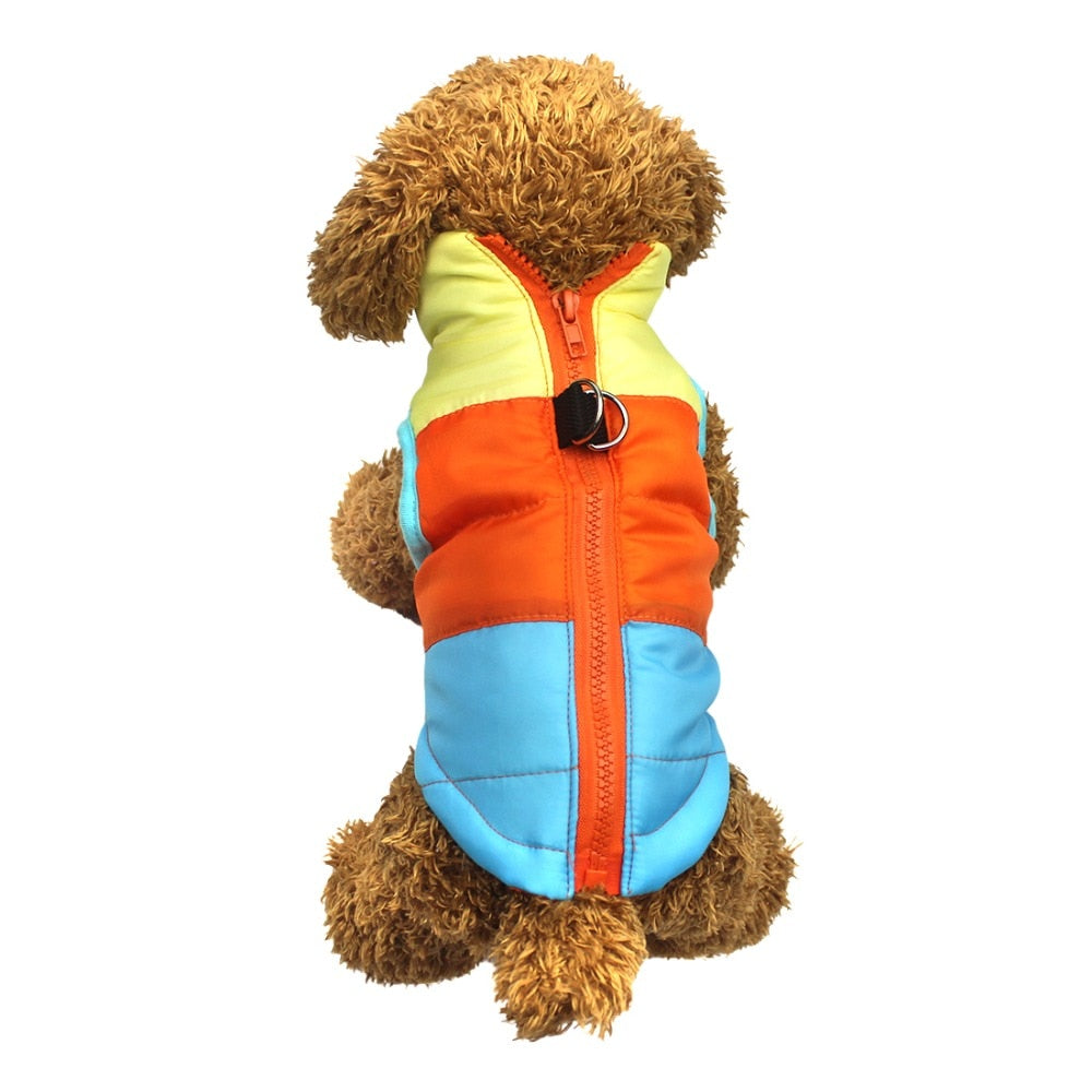 KFX-5373373 Striped Puppy Jacket Vest for Autumn/Winter with Traction Buckle – Medium Warmth and Easy Care