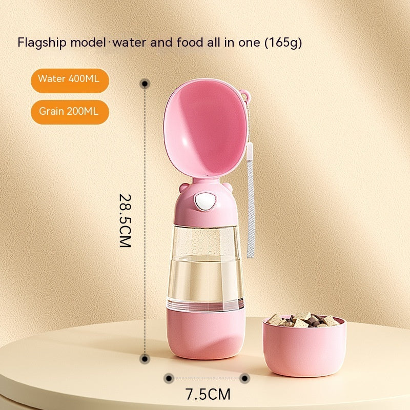 KFX-5375037 Portable Dog Water Bottle with Food and Water Container for Outdoor Travel and Feeding