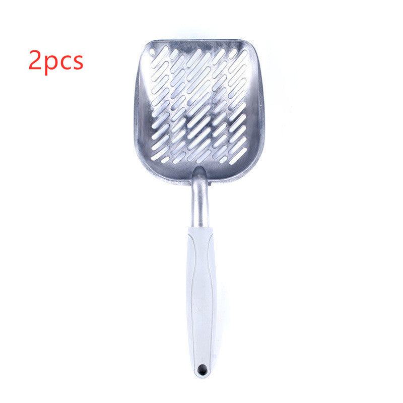 KFX-5375165 Large Aluminum Alloy Cat Litter Shovel - Gray and Black - Convenient Cat Care Tool (36x15.5x15.5cm)