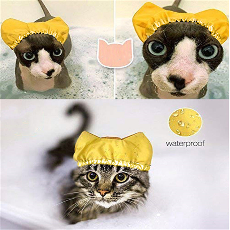 KFX-5376445 Waterproof Shower Caps for Pets – Canvas in Silver, Gold, Rose Red, S and M Sizes