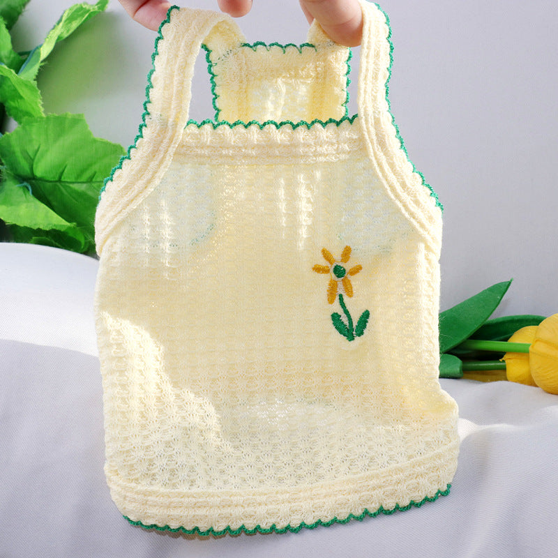 KFX-5376573 Cute Cartoon Vest for Small Dogs and Cats in Yellow, Pink, and Green - Various Sizes Available