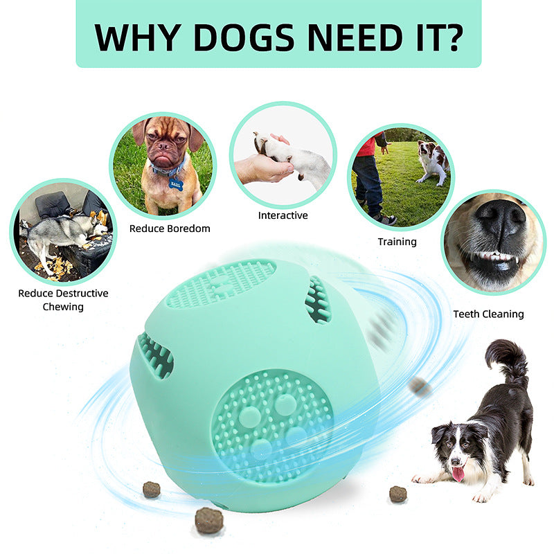 KFX-5377597 Durable Bite-Resistant Food-Grade Silicone Pet Toy Ball for Dogs and Cats, Molar Cleaning & Puzzle Design