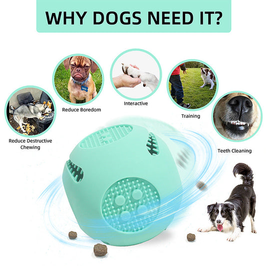 KFX-5377597 Durable Bite-Resistant Food-Grade Silicone Pet Toy Ball for Dogs and Cats, Molar Cleaning & Puzzle Design