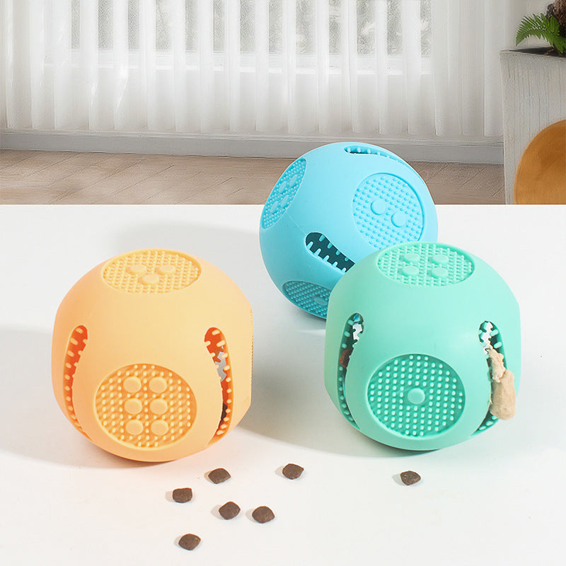 KFX-5377597 Durable Bite-Resistant Food-Grade Silicone Pet Toy Ball for Dogs and Cats, Molar Cleaning & Puzzle Design