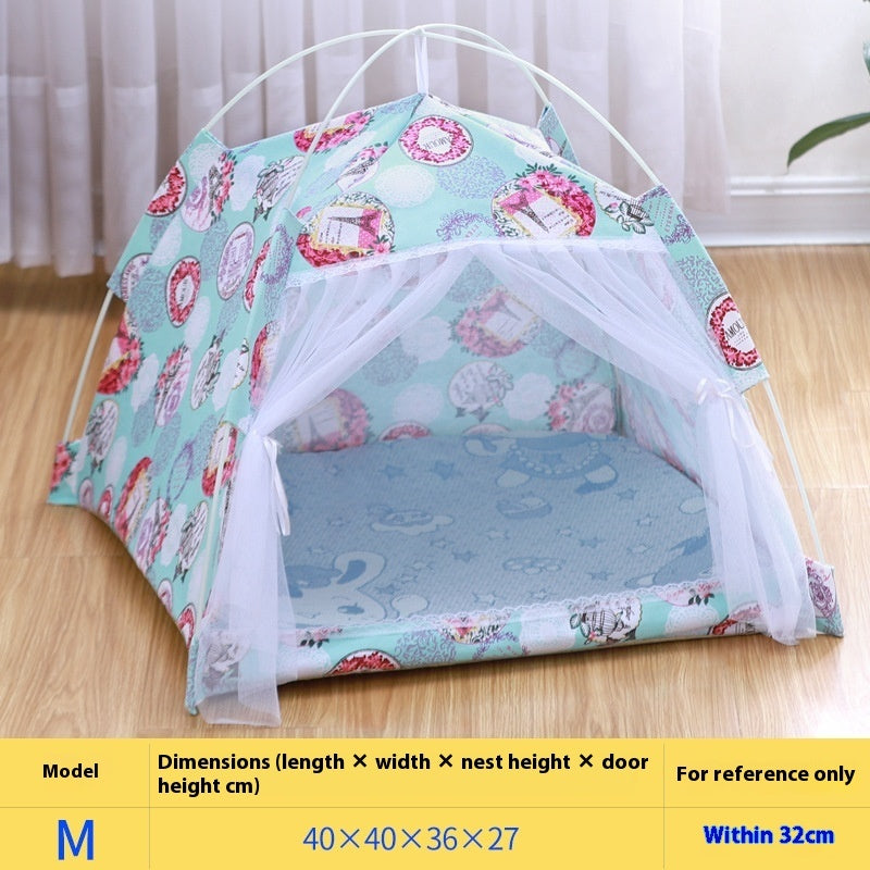KFX-5379005 Lightweight Summer Cat Tent Bed - Four-Season Design in Durable Cloth, Multiple Colors Available
