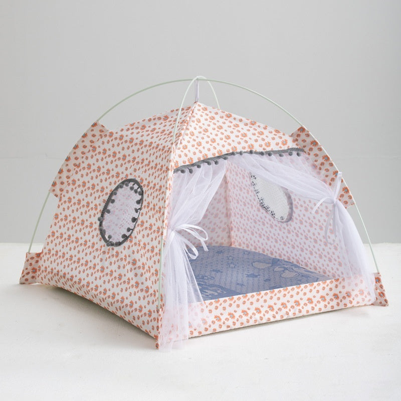 KFX-5379005 Lightweight Summer Cat Tent Bed - Four-Season Design in Durable Cloth, Multiple Colors Available