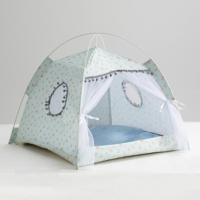KFX-5379005 Lightweight Summer Cat Tent Bed - Four-Season Design in Durable Cloth, Multiple Colors Available