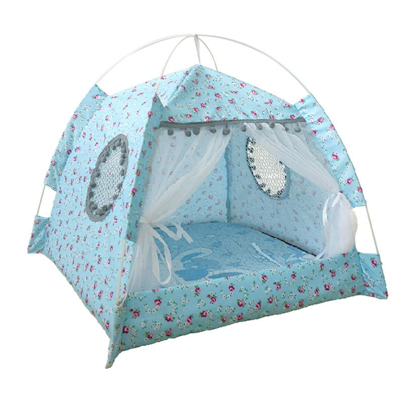 KFX-5379005 Lightweight Summer Cat Tent Bed - Four-Season Design in Durable Cloth, Multiple Colors Available