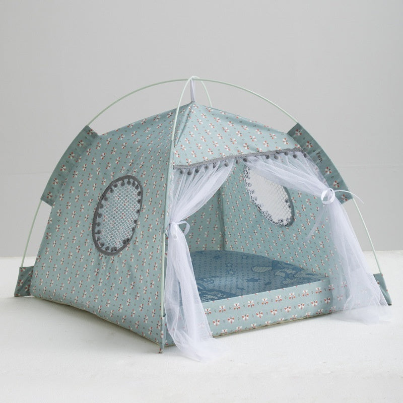 KFX-5379005 Lightweight Summer Cat Tent Bed - Four-Season Design in Durable Cloth, Multiple Colors Available