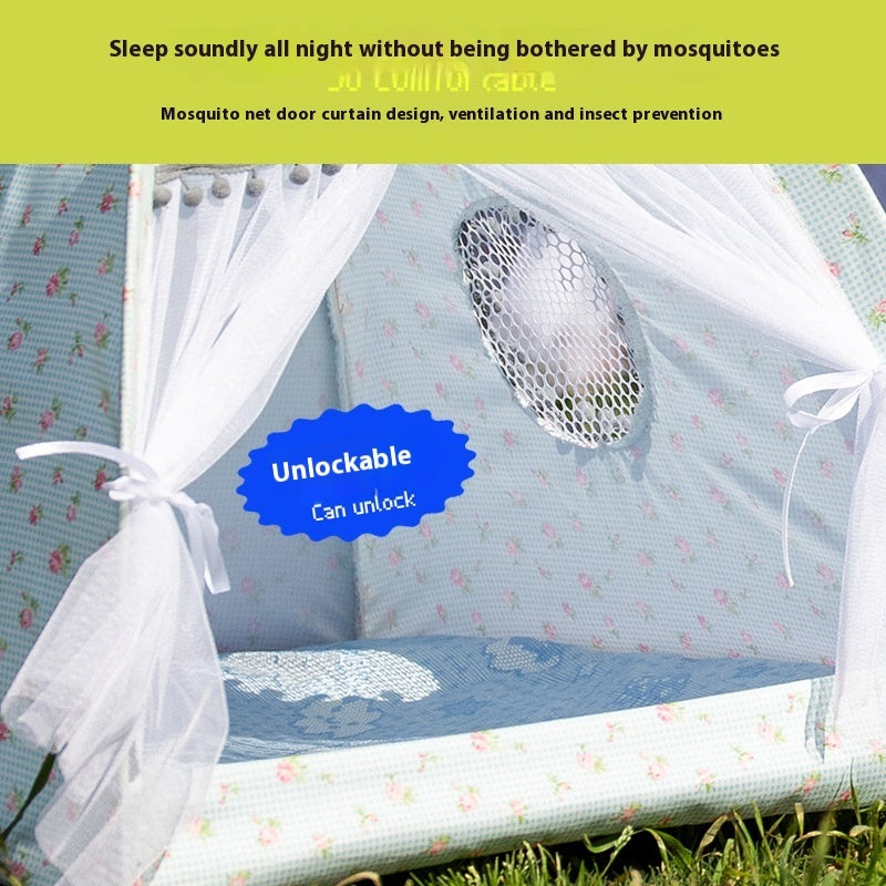 KFX-5379005 Lightweight Summer Cat Tent Bed - Four-Season Design in Durable Cloth, Multiple Colors Available