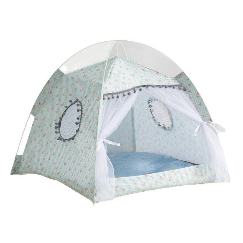KFX-5379005 Lightweight Summer Cat Tent Bed - Four-Season Design in Durable Cloth, Multiple Colors Available