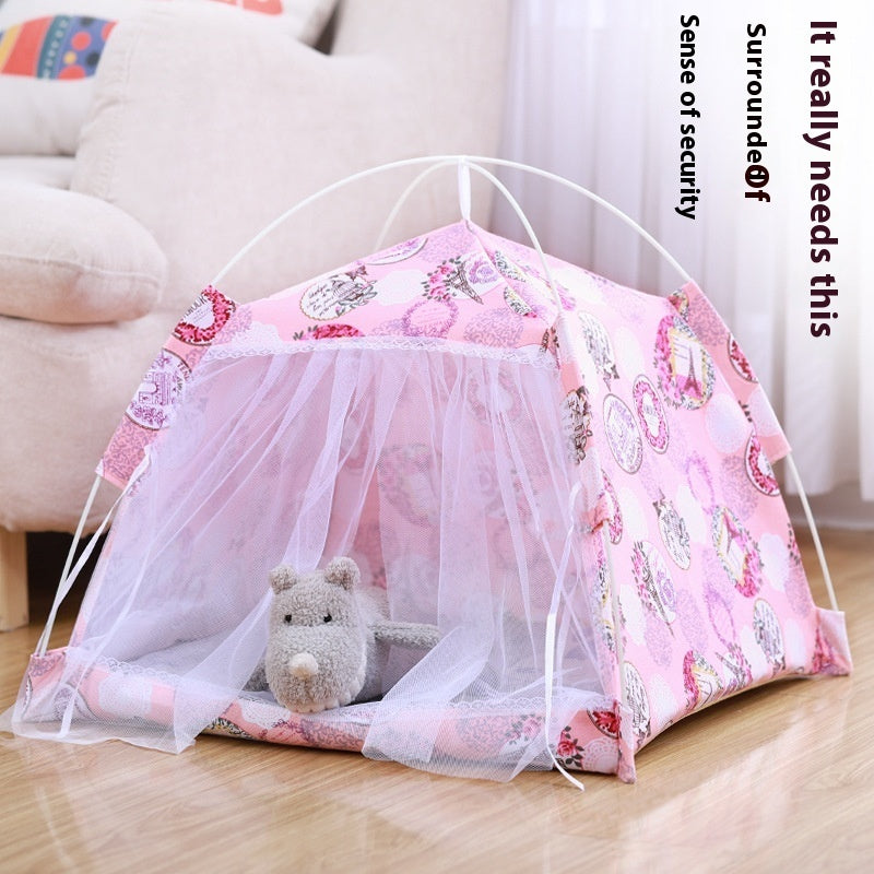 KFX-5379005 Lightweight Summer Cat Tent Bed - Four-Season Design in Durable Cloth, Multiple Colors Available