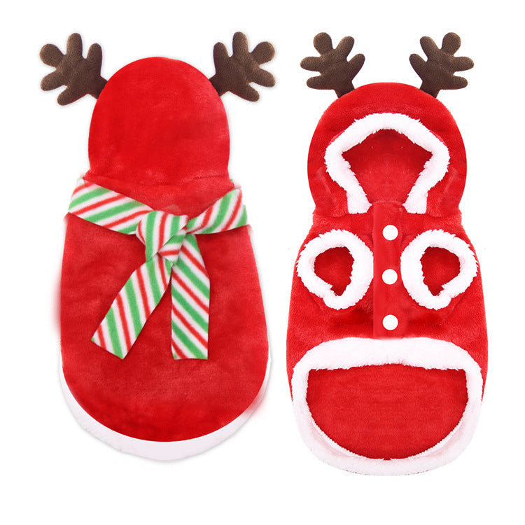 KFX-5379133 Adorable Christmas Dog Sweater with Green Scarf - Cozy Winter Outfit for Pets