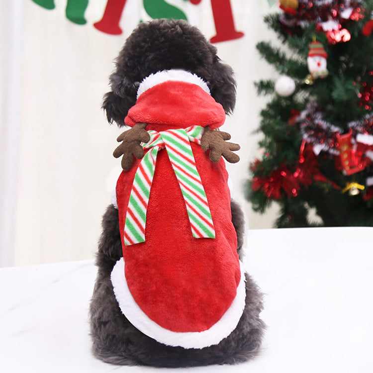 KFX-5379133 Adorable Christmas Dog Sweater with Green Scarf - Cozy Winter Outfit for Pets