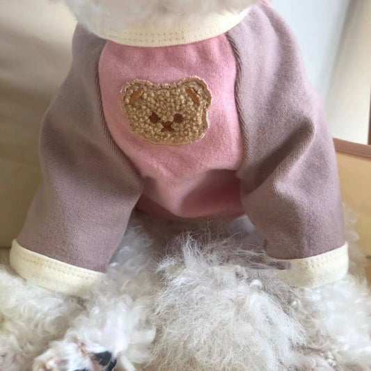KFX-5380029 Korean Style Pet Pullover Sweater for Poodles in Blue & Yellow or Pink & Purple Bear Designs