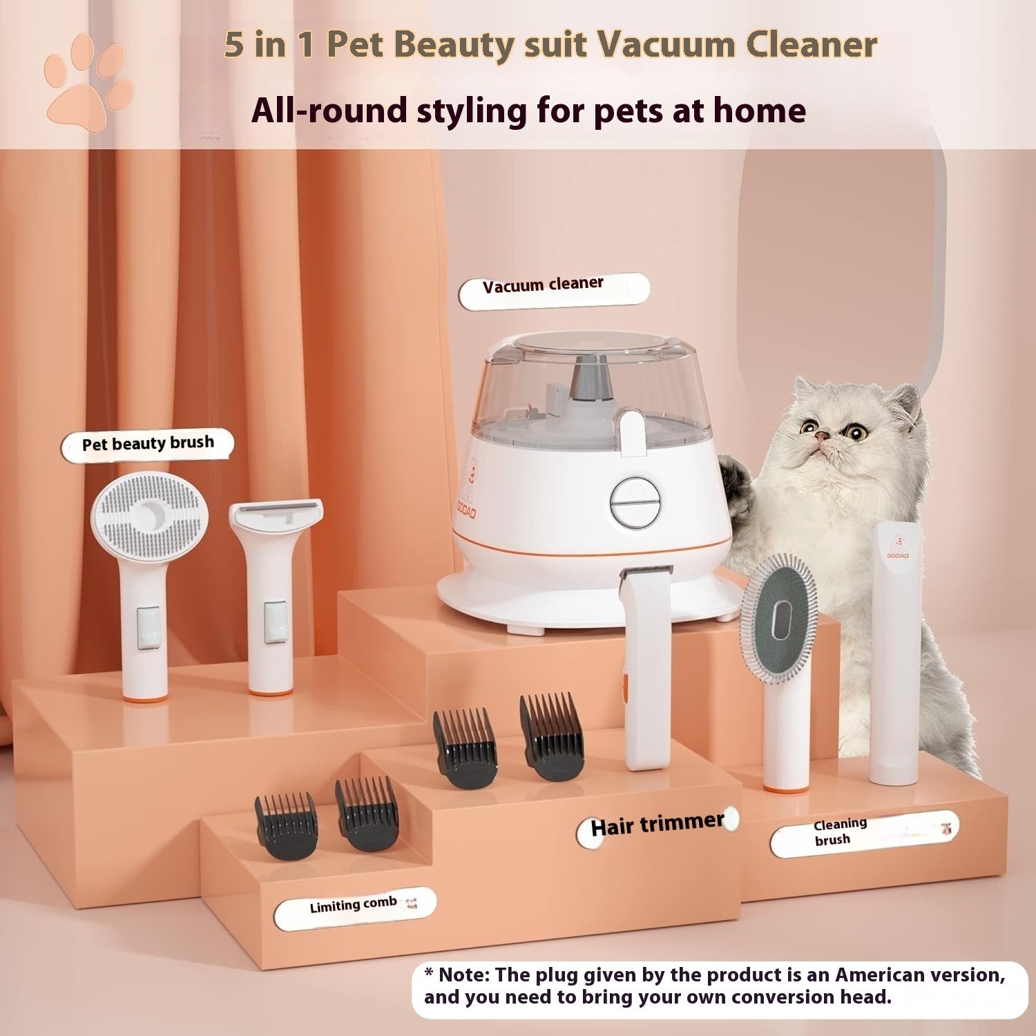 KFX-5380541 Multifunctional Pet Hair Conditioner Suit for Dogs - Orange ABS Material