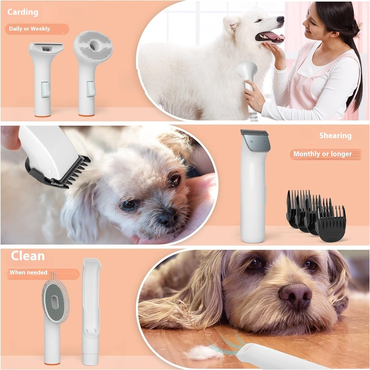 KFX-5380541 Multifunctional Pet Hair Conditioner Suit for Dogs - Orange ABS Material