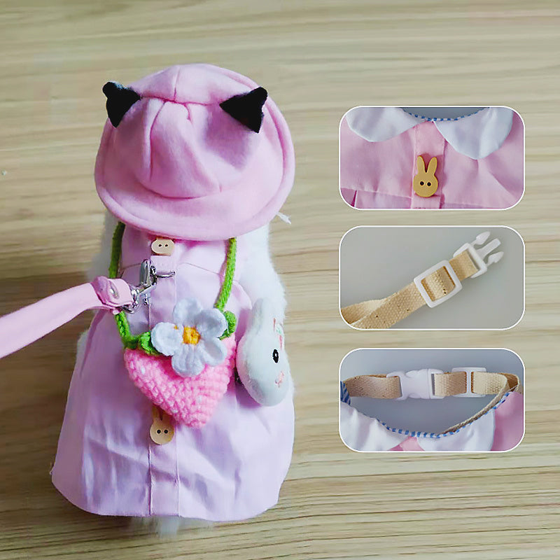 KFX-5383101 Cute Cotton Rabbit Harness and Leash Set for Small Pets