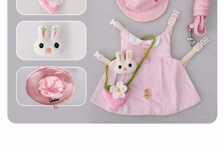 KFX-5383101 Cute Cotton Rabbit Harness and Leash Set for Small Pets